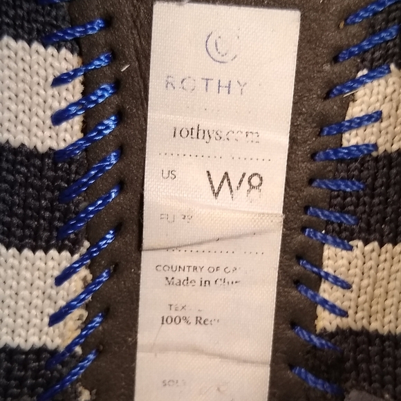 Rothy's Navy Blue and White Striped Flats Sz 8 - Picture 8 of 10